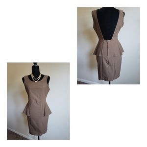 NWT VOXX Brown Peplum Stretch Dress